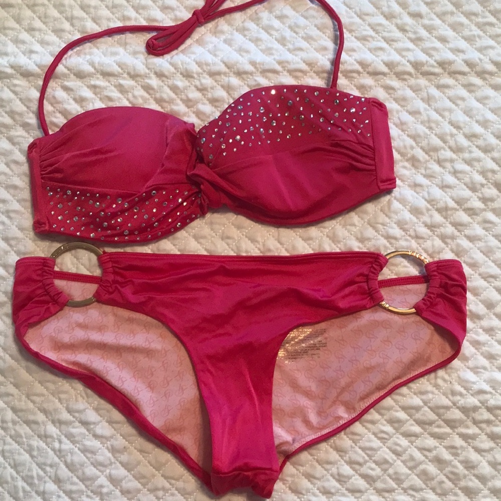 Victoria Secret Embellished Rhinestone Bikini Size Med